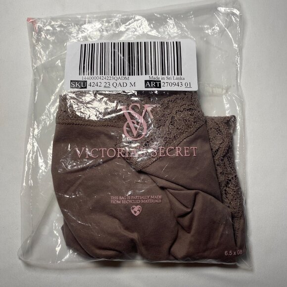 Victoria's Secret Dream Angels Lace-Trim Bikini Panty M Cloudy Grey Silky NWT - Picture 5 of 6